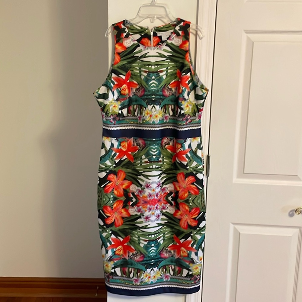 Tropical print sleeveless dress